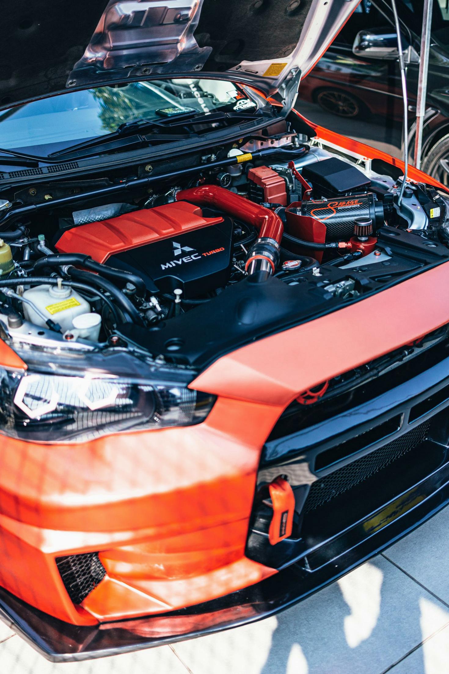 High performance car engine on dyno